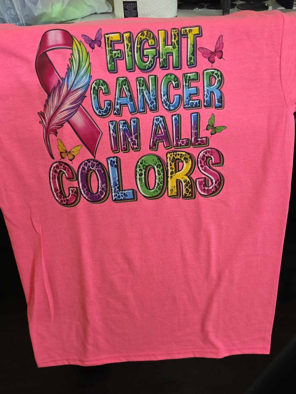 NaNa Hot Pink Short Sleeve 'Fight Cancer In All Colors' Graphic Tee